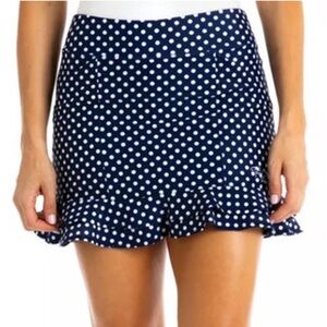 Tzu Tzu Navy and White Polka Dot Skort double ruffle hem